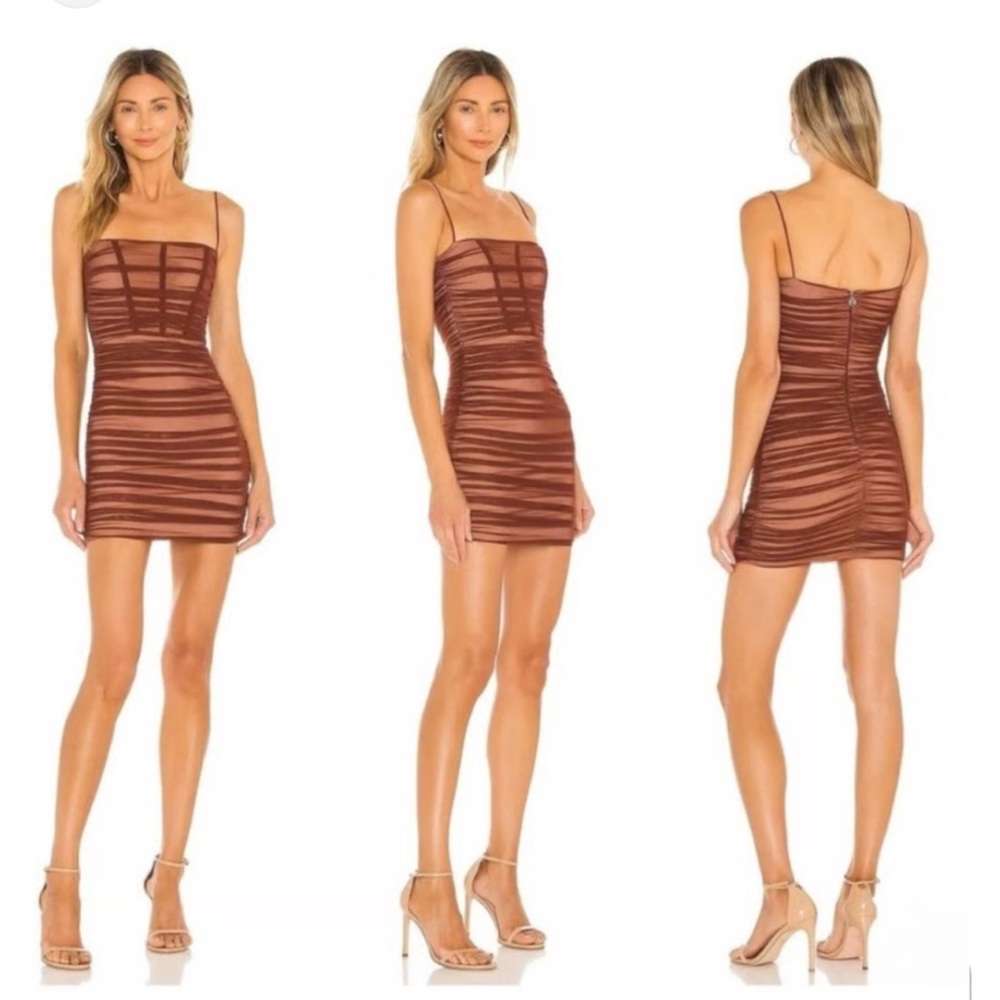 Nookie Mecca Chocolate Mesh Mini Dress